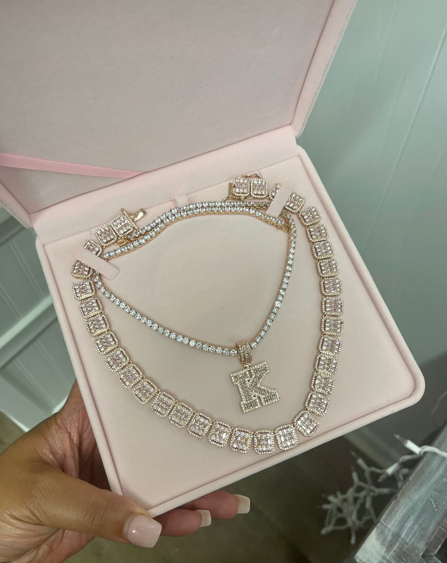 Baguette Cut Initial Necklace