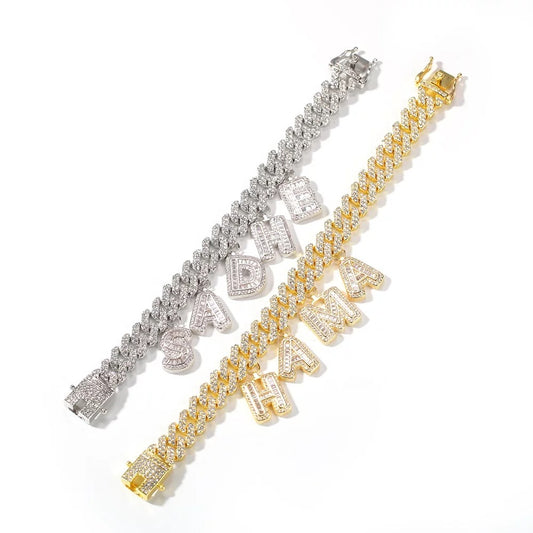 Custom Icy Baguette Charm Bracelet