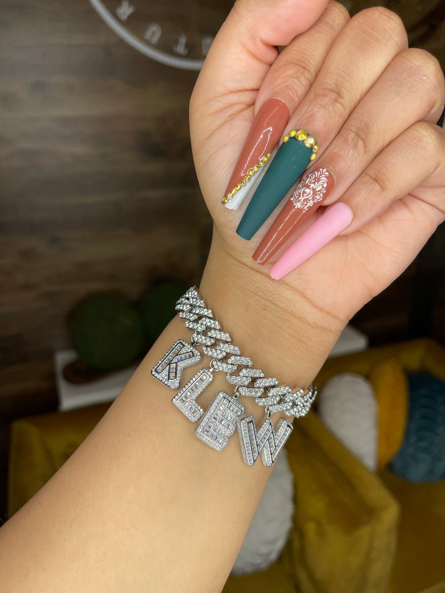 Custom Icy Baguette Charm Bracelet