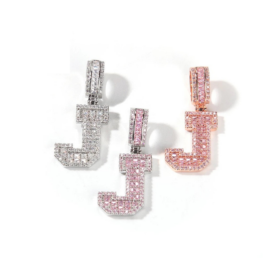 Baguette Cut Initial Necklace